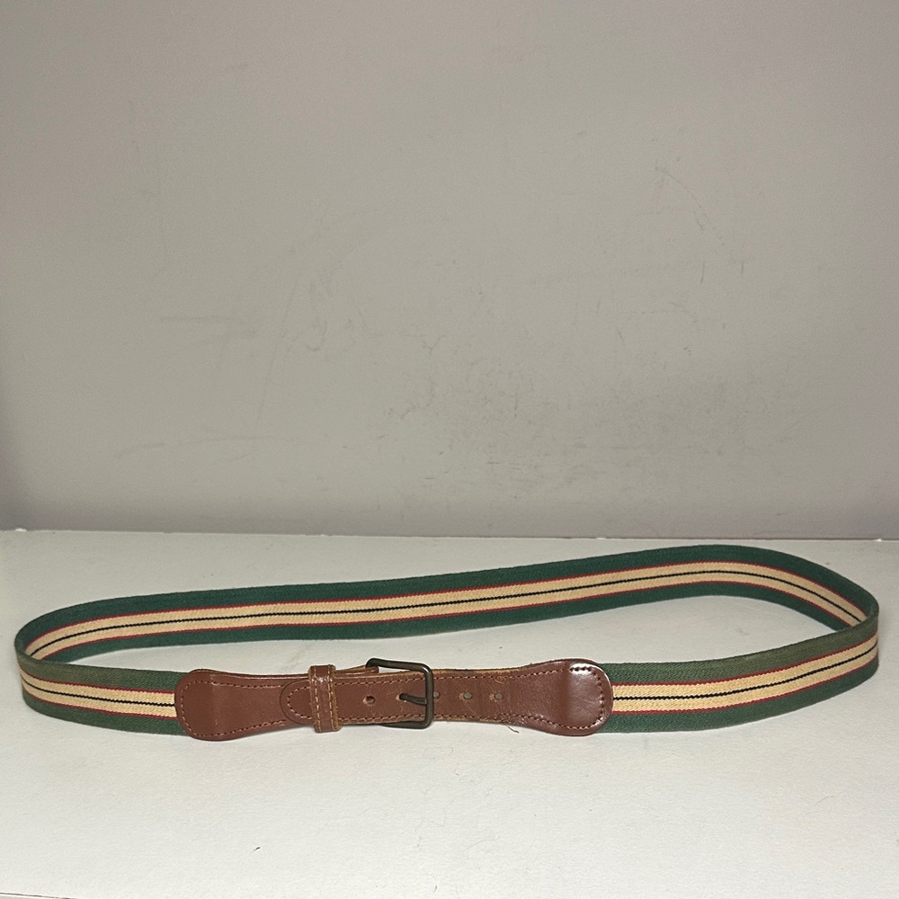 Leather stretchy Green and Brown stripe Men's Belt
